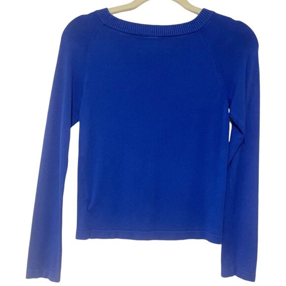 Womens Express Cobalt Blue Crew Neck Sweater Small Workwear Preppy Colorful Work - Picture 3 of 9